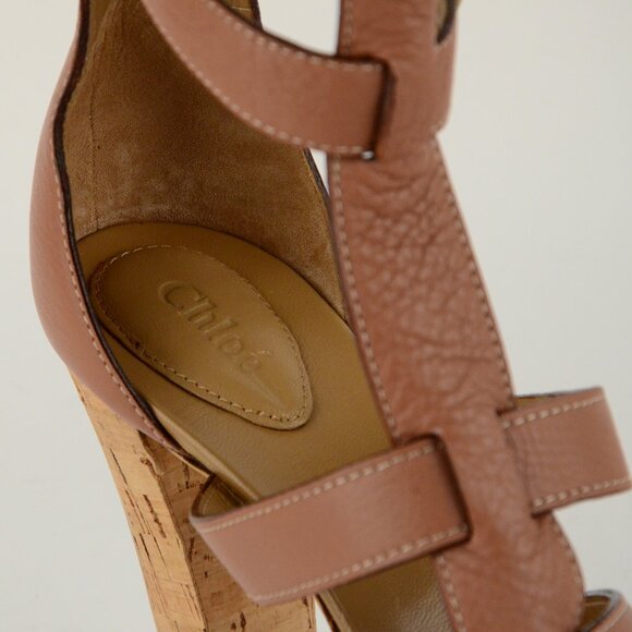 CHLOE SHOES STRAPPY LEATHER PADDINGTON SANDALS GLADIATOR CORK sz 40 9.5 - Picture 11 of 12